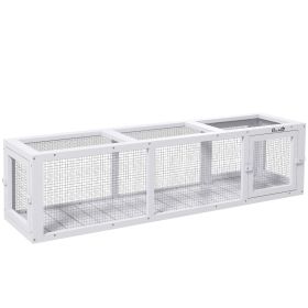 PawHut Outdoor Cat Tunnel with Extendable Design, 59" L Wooden Cat Run with Weather Protection, Connecting Inside and Outside, for Deck Patios