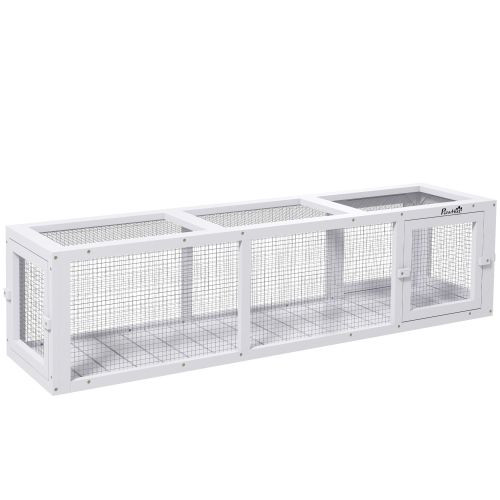 PawHut Outdoor Cat Tunnel with Extendable Design, 59" L Wooden Cat Run with Weather Protection, Connecting Inside and Outside, for Deck Patios