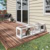 PawHut Outdoor Cat Tunnel with Extendable Design, 59" L Wooden Cat Run with Weather Protection, Connecting Inside and Outside, for Deck Patios