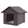 PawHut Heated Cat Houses for Outdoor and Indoor, Portable Kitty Shelter, Waterproof and Insulated, Brown