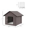PawHut Heated Cat Houses for Outdoor and Indoor, Portable Kitty Shelter, Waterproof and Insulated, Brown