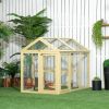 PawHut Chicken Run, Wooden Large Chicken Coop, Combinable Design with Perches & Doors for Outdoor, Backyard, Farm, 4.6' x 2.8', Nature Wood